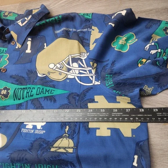 Reyn Spooner Sports Blue Shirt Size XXL University of Norte Dame Football Irish - Picture 6 of 16